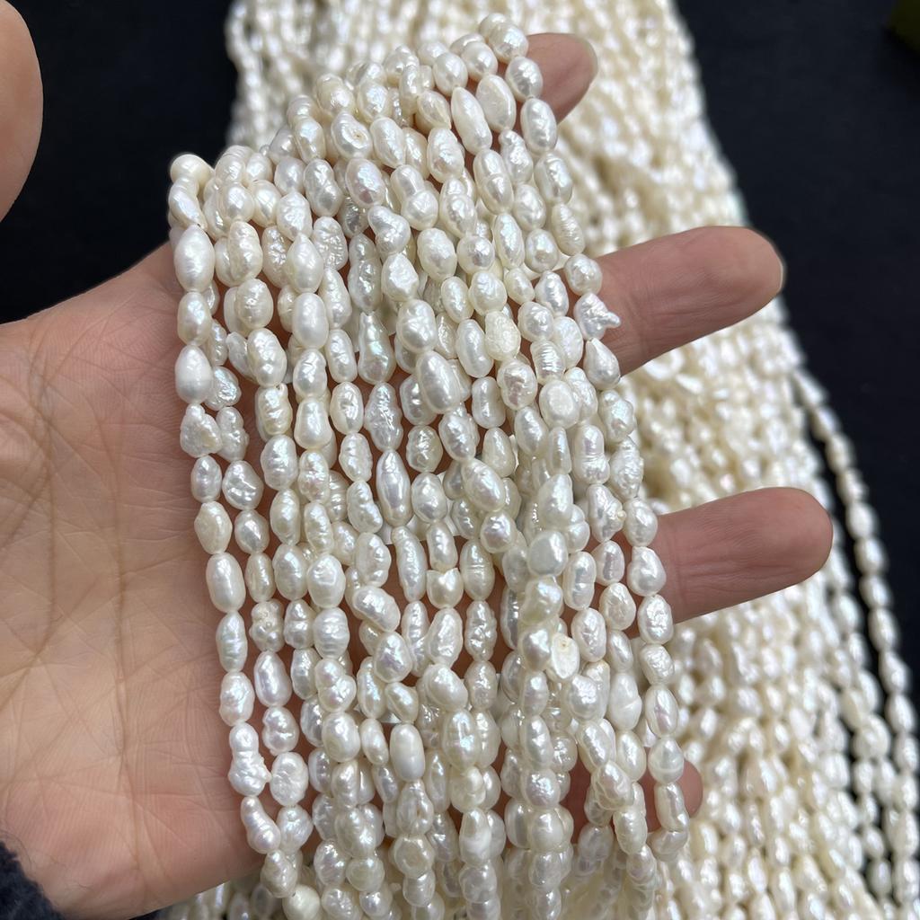 1String, White Natural Freshwater Pearls, Handmade Straight Hole Nugget Pearl Beads for Jewelry Making DIY Crafts (Beads 5-6mm, Length 36cm)