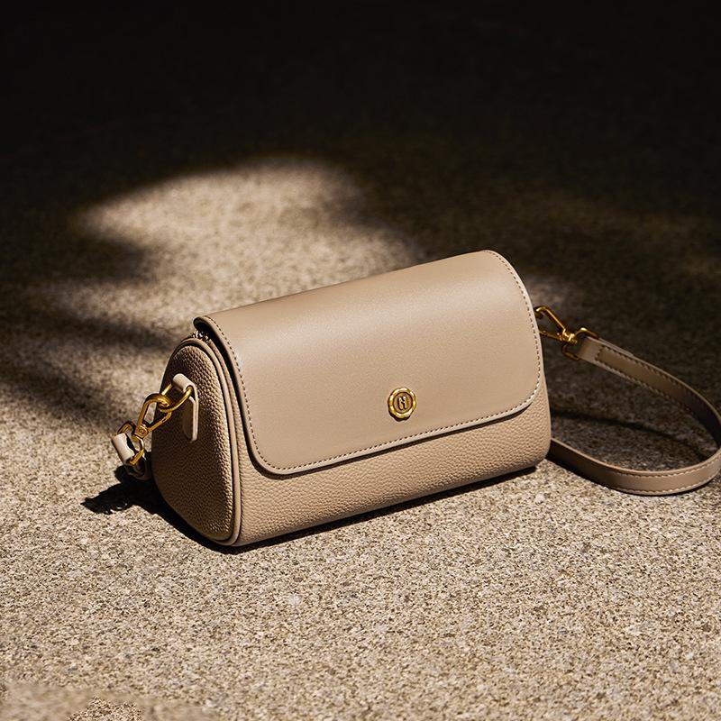 Nalandu Trendy Bags for Women 2025 New Autumn Winter Cylinder Bag Niche Crossbody Bag Genuine Leather Women's Bag