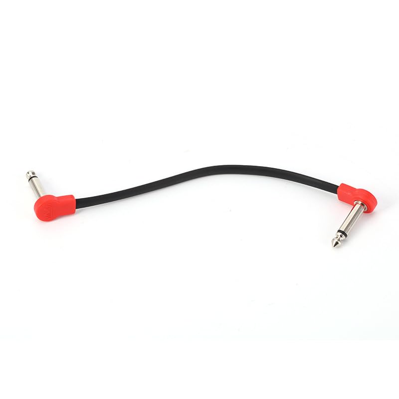 Freleaf Flat Guitar Patch Cables TS Effects Set of Red - Noise-Free, Space-Saving Design, 1/4" Right-Angle Cables, 6-Inch, 4,
