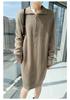 Women's French-Style Loose Mink Velvet Sweater Dress - Mid-Length, Thickened Cashmere Knit for Autumn/Winter