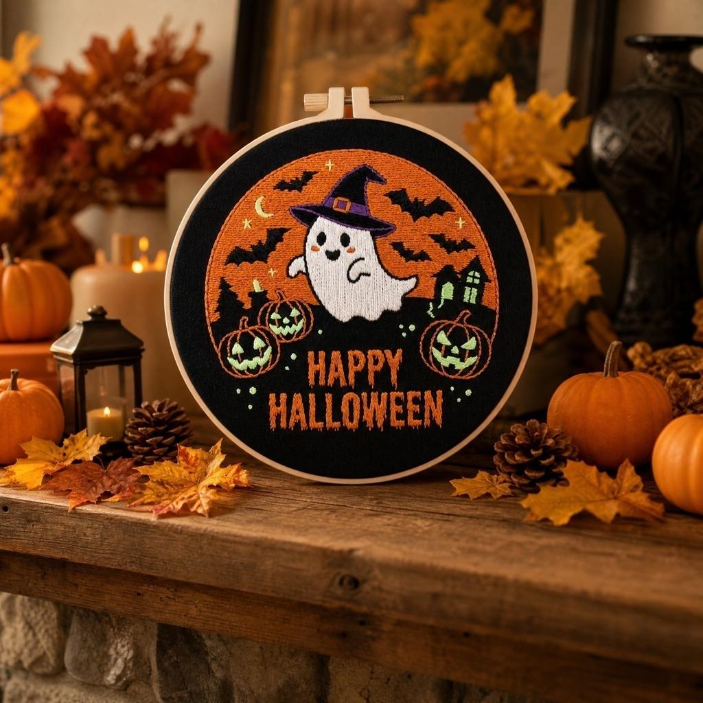 Halloween Embroidery Kit DIY Sewing Material Set for Beginners