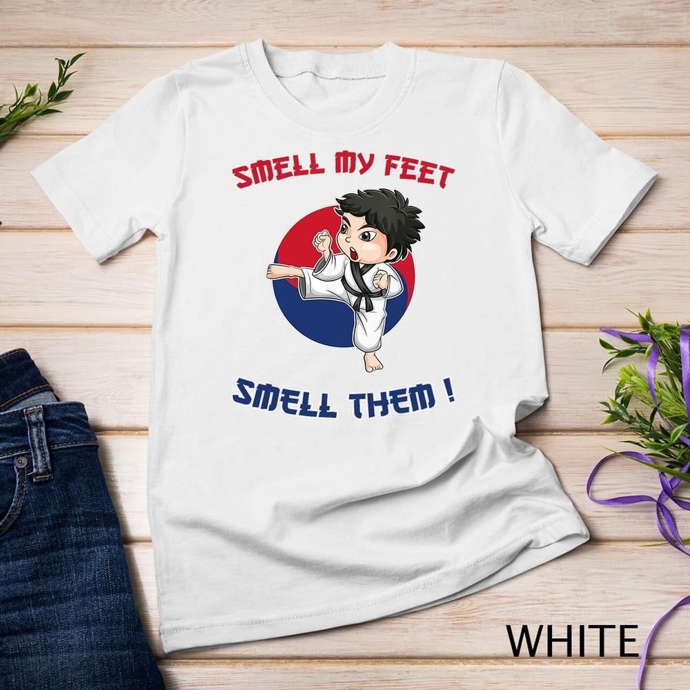 Taekwondo Shirt for Boys Smell My Feet Gift for Kids Unisex T-shirt