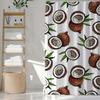 1 Piece Coconut Shell Print Shower Curtain Set - Double-Sided Polyester Fabric With Hooks, Tropical Art Theme, Polyester Fabric