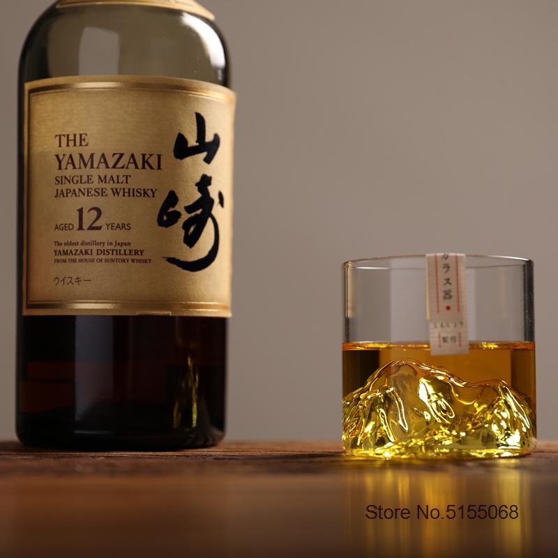 Japan 3D Mountain Whiskey Glass Glacier Old Fashioned Whisky Rock Glasses Whiskey-Glass Wooden Gift Box Vodka Cup Wine Tumbler