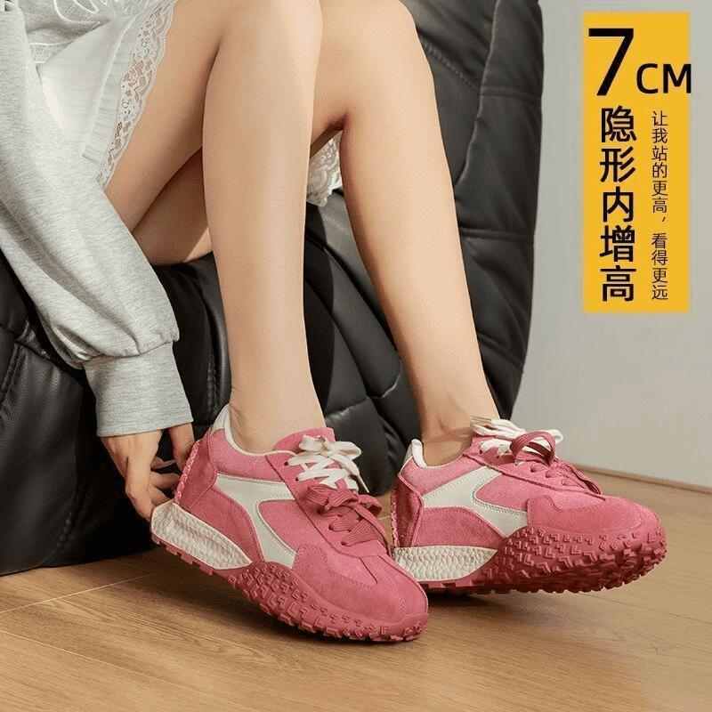 

2025 Raspberrry Pink Women s Fashion Thick Bottomed Casual Shoes Spring Autumn Stylish Increase Height Agan Shoe Sneakers 35 розовый