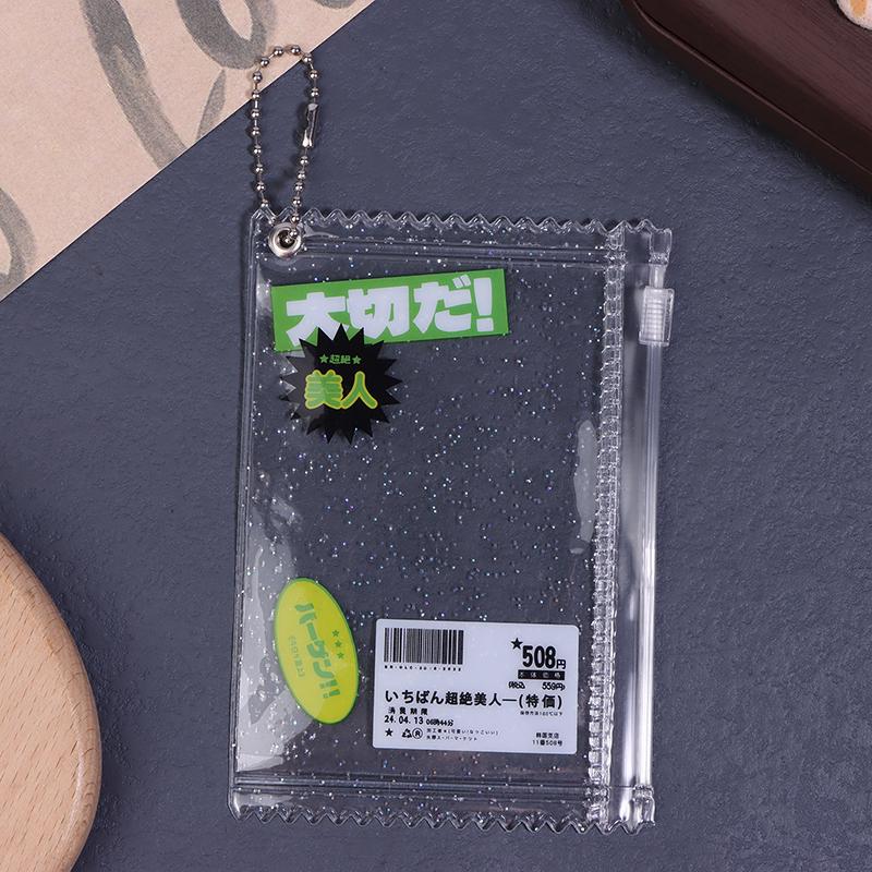 1Pc 3Inch Transparent Candy Bag Kpop Card Sleeves With Zipper Pvc Photocard Holder Props Badge Card Films Game Cards Protector