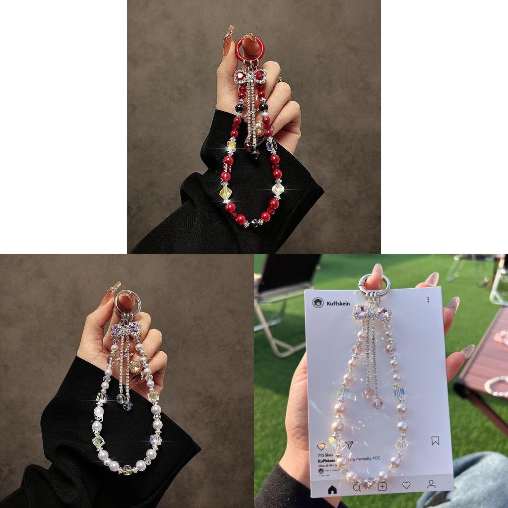 Fashion Luxury Sparkling Butterfly Pvc Phone Chain With Crystal Beads For Women And Men