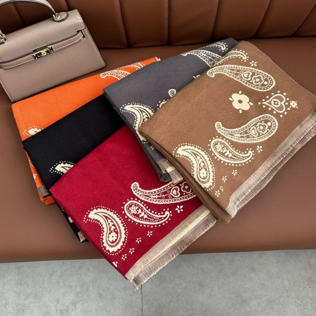 Bohemian Style Double-Sided Faux Scarf Thickened Warm Fashion Outdoor Travel Office Shawl Wrap