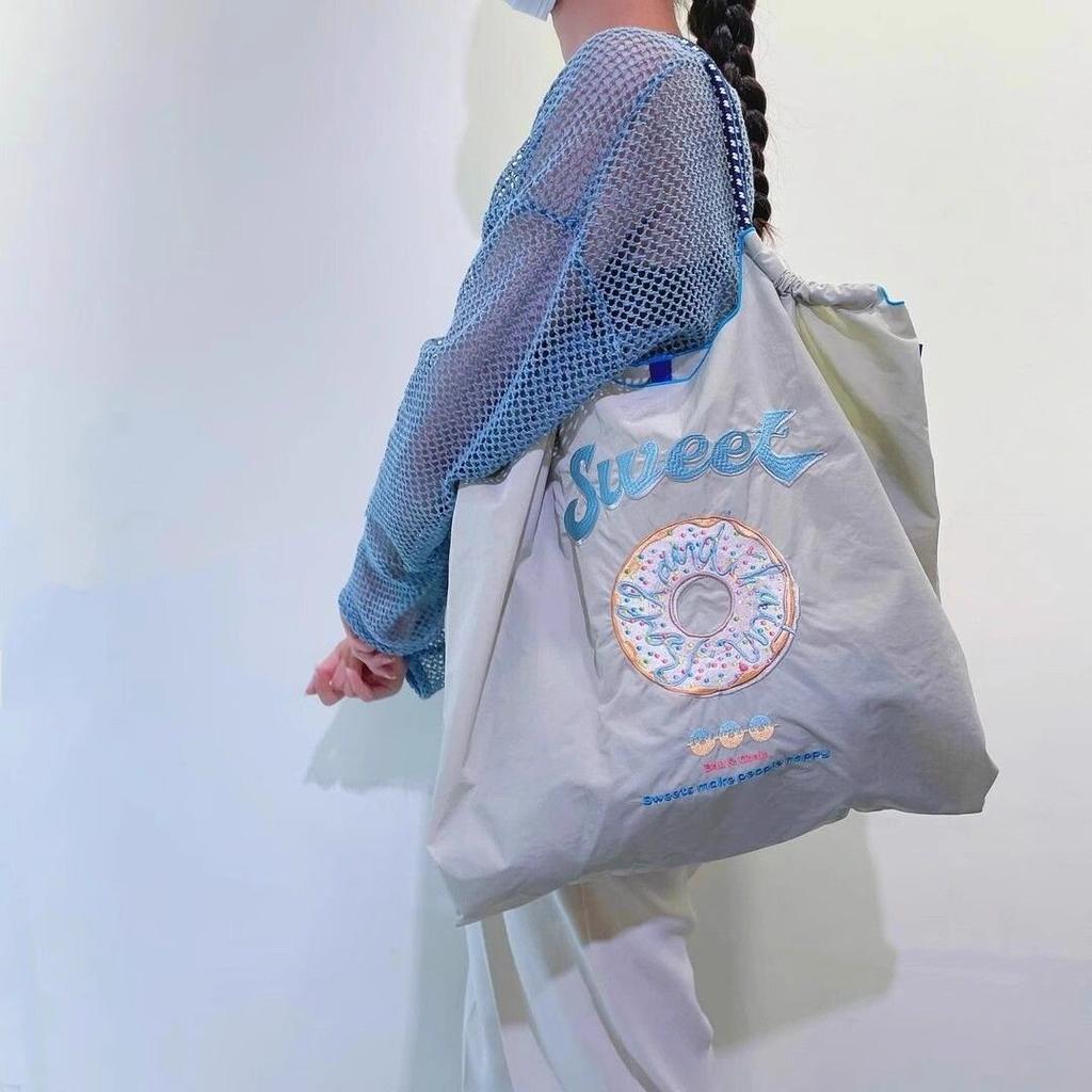 Bestickte umweltfreundliche Nylon-Einkaufstasche - Vielseitige Hand-/Schulter-/Crossbody-Tragetasche