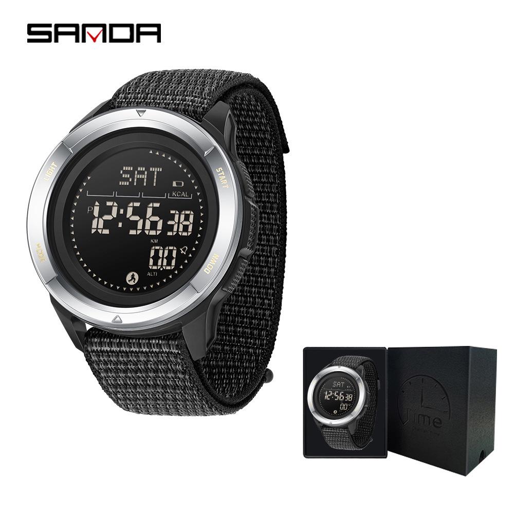 SANDA Спортивные часы для улицы - Альпинизм, Плавание, Шагомер, Метроном, Компас, Водонепроницаемые, Электронные часы, удобные для студентов.