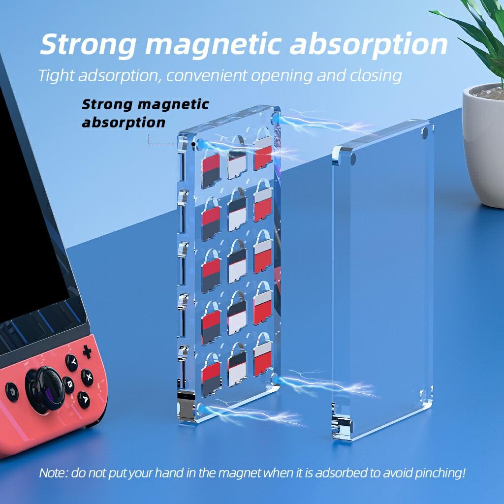 AJCX15TF TF Card Transparent Magnetic Storage Box 15 Slots Memory Cards Organizer Acrylic Case