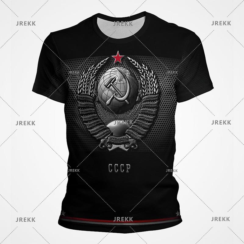 Russian Flag Logo Graphic T Shirts CCCP Banner 3D Printed T Shirt For Men Military Oversized T-Shirt Streetwear Casual Tee Tops