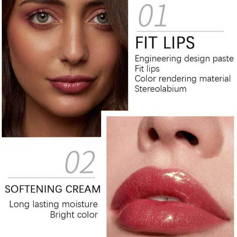 Sandwich Lipstick Pearlescent Long Lasting Waterproof Glitter Lipstick Shimmer Pearlescent Shiny Metallic Pink Lip Gloss Lip Glaze