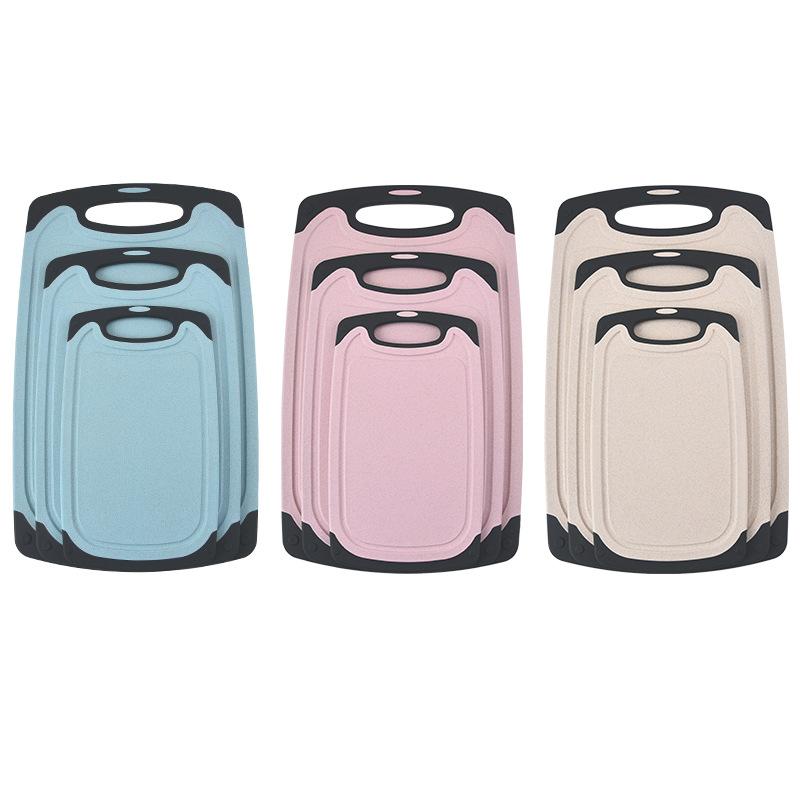 1pcs Wheat Straw Chopping Board Multifunctional Plastic Cutting Board 3 Sets of Creative Home Auxiliary Fruit Case Board Double-sided Chopping Board