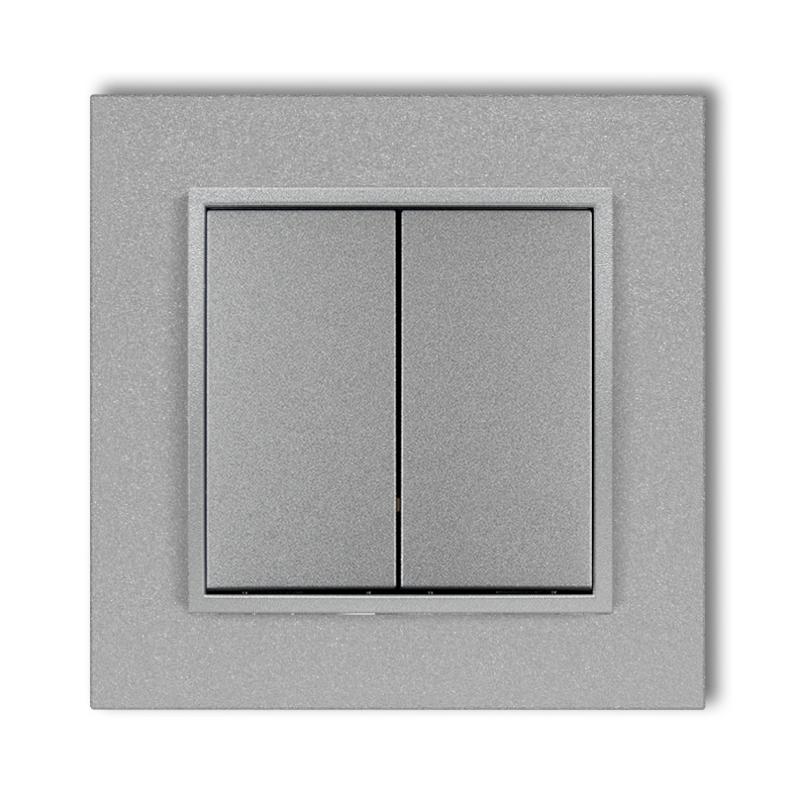 Double switch with frame, karlik mini, silver color