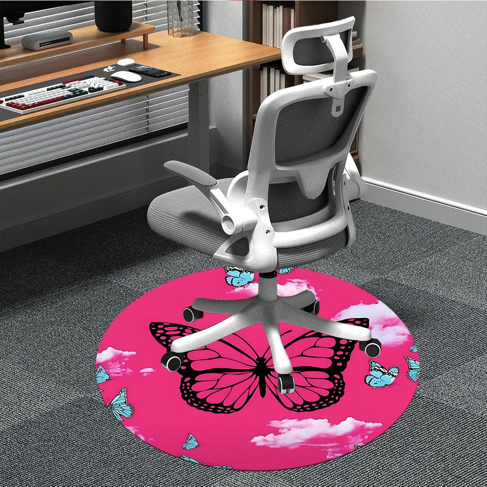 

1pc Butterfly Sky Office Round Rug, Carpet for Office, Gaming, Lightweight Round Floor Mat yy260205038 80cm by 80cm