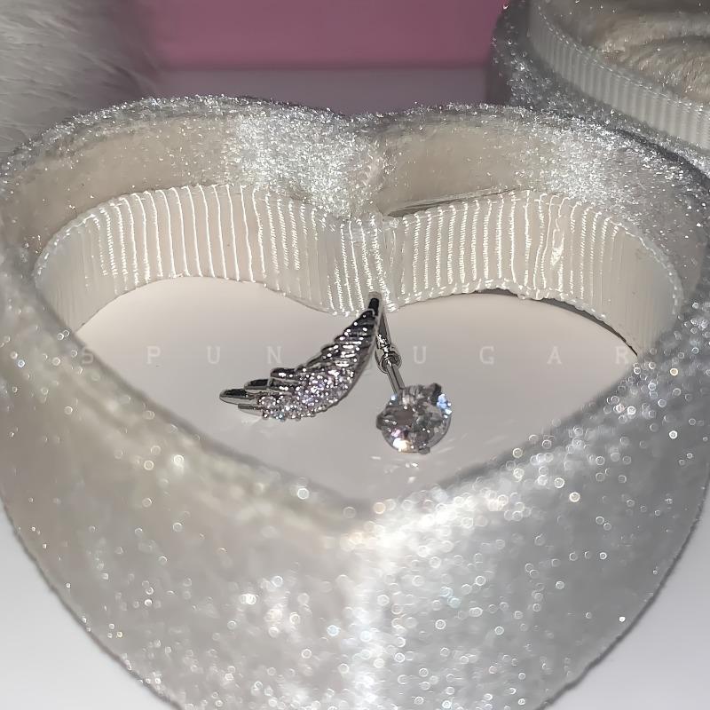 1Pair Silver Color Wing Ear Bone Nail for Women New  Zircon Earrings Accessories  Jewelry