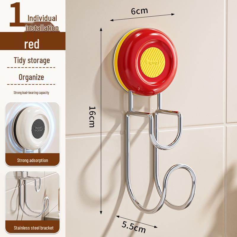 Dopamine No-Punch Bathroom & Kitchen Wall-Mounted Storage Rack with Hooks