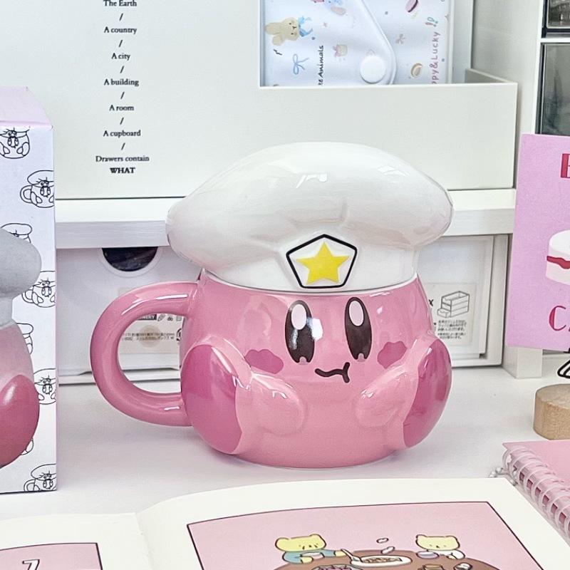 Anime Star Kirby Cartoon Peripheral Ceramic Cup Ceramic Mug Ins Style Special Beautiful Bowl Children'S High End Home Furnis