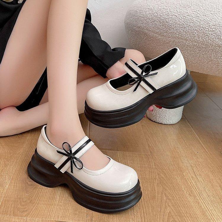 Woman Lolita Shoes Patent Leather Cute Bow  Pumps Bride Wedding Cosplay Party Dress ShoesG