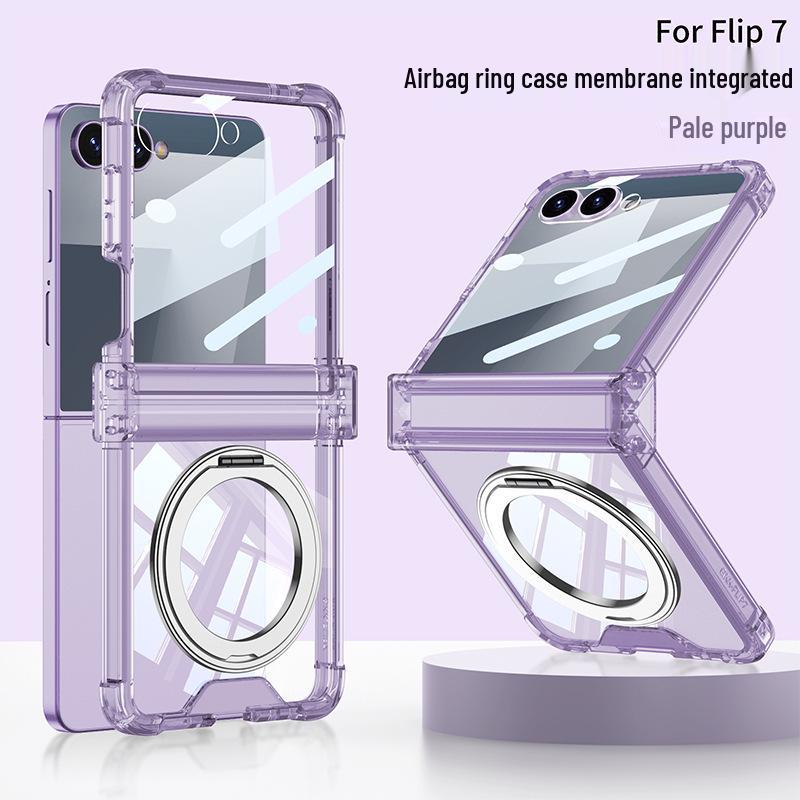 Etui na Samsunga Z Flip7: Wysokiej klasy przezroczysty magnetyczny z powłoką galwaniczną i obracanym o 360° stojakiem