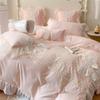High-Value Princess Butterfly Lace Ruffle Cotton Double Bedding Set