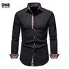 2026 Men's European & American Style Slim Fit Long-Sleeve Color Block Shirt