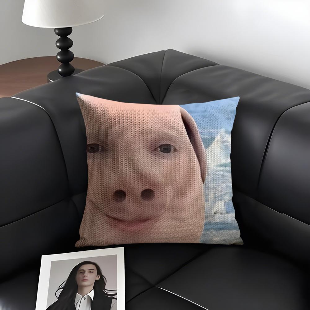 John Pork Dzwoni Śmieszna Poszewka na Poduszkę Naturalny Len Tkanina Organiczna Dwustronny Druk Sofa Wystrój Domu Prezent Poszewka