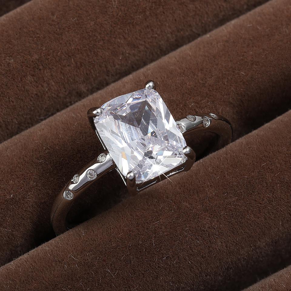 ZAKOL Classic Clear Geometric Cubic Zirconia Wedding Ring for Women Brilliant Sparkling Engagement Party Zircon Gifts