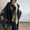 Ginkgo Leaf Shawl Autumn and Winter Warm Scarf Dark Slit Cloak Travel Ethnic Style Thickened Cloak for Women