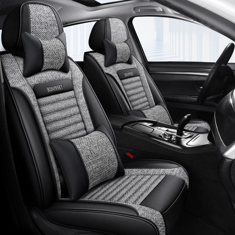 Hyundai Car Seat Cushion Cover for Reina, Elantra, Avante, Verna, Accent - Linen, Fits Five-Seat Models