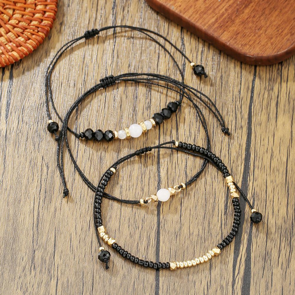 Bohemian Vacation Style Beaded Seven-piece Set, Rice Bead Bracelet, Women's Jewelry, Ethnic Style Stacked Wearing Love Bracelet.