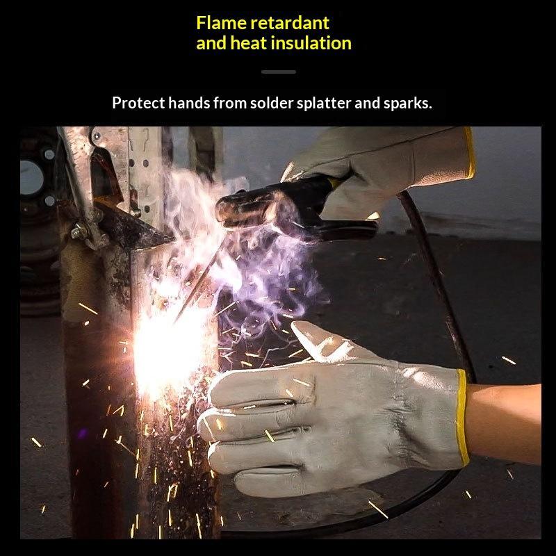 Welding Gloves Top Grain Genuine Cowhide 1 Pair Soft Comfortable Wear Resistant for Gardening Yard Pruning Work one size