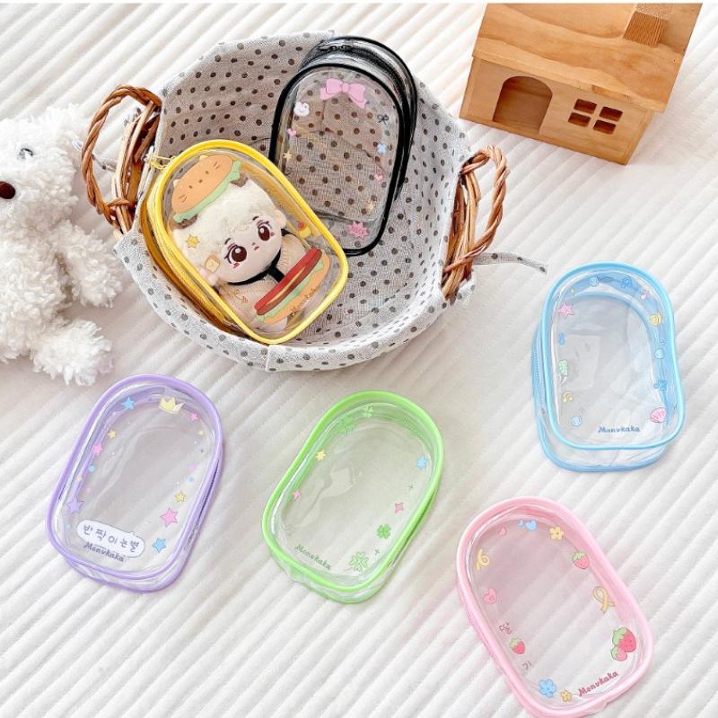 Original Colorful PVC Doll Storage Bags for Girls Cute Cartoon Zipper Bag Plush Toys Organization with Keychain Wholesales 2025