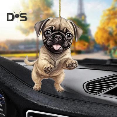 Akrylowa wisząca ozdoba w kształcie psa z zawieszką na smyczy, łatwa do powieszenia, kreatywna ozdoba choinkowa, zawieszka na torbę