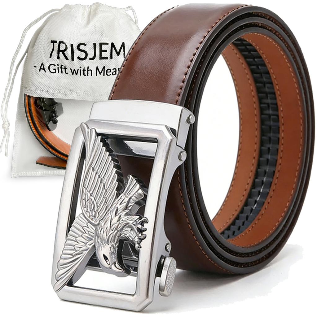 Genuine Leather Men's Belt Golden Silvery Automatic Eagle Buckle Waistband for Man High Quality Designer Male Waist Strap 3.5CM