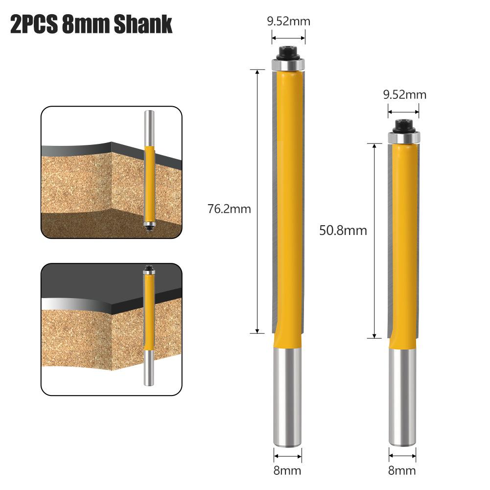 Extended Trimming Knife with Bearing Trimming Knife Double Blade Straight Knife Woodworking Milling Cutter Edge Trimming Machine Knife Head