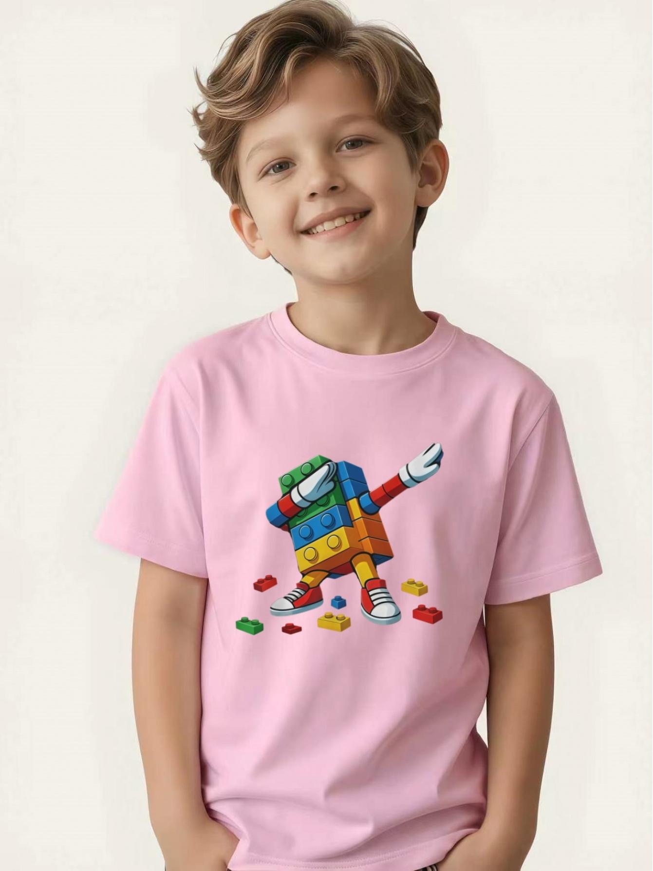

Printed short-sleeved T-shirt, cool summer tops for children, casual and versatile for middle-aged and older children 160