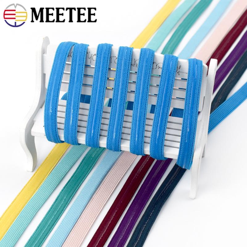 Meetee 10-50M 10mm Non-slip Elastic Bands Silicone Tapes for Bra Underwear Shoulder Belt Sewing Rubber Ribbons Garment Accessory