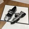 Cowhide Version~ Spring Flat Bottom Shallow Mouth Bow Single Shoes Niche Old Ballet Mary Jane Shoes Women