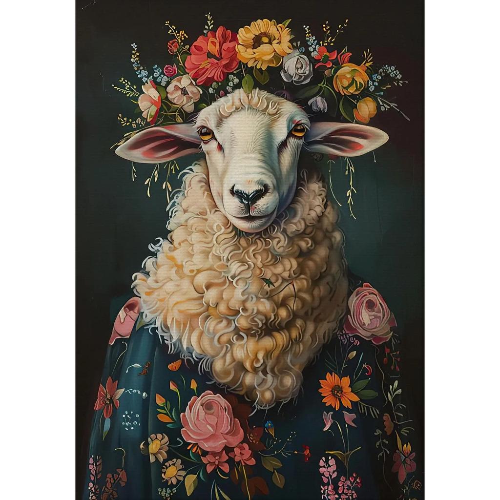 Vintage Maximalist Floral Wild Animal Canvas Painting Lion Owl Peacock Wolf Flower Poster Print Wall Art Picture Home Decor