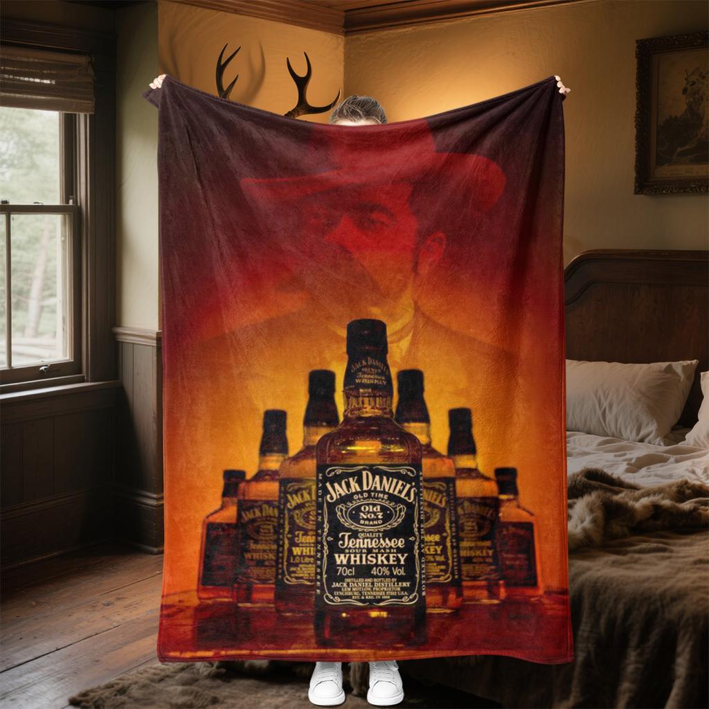 Jack Daniel's Koc Pluszowy Miękki Wygodny na Wszystkie Pory Roku Koc na Sofę Biuro Drzemki Koc Podróżny Zewnętrzny Idealny Prezent