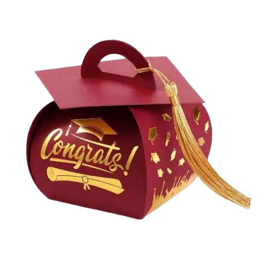 Graduation Cap Gift Boxes Class of 2026 Candy Treat Chocolate Box with Tassel Grad Party Table Centerpiece for Ceremony Graduation Party Favors красный