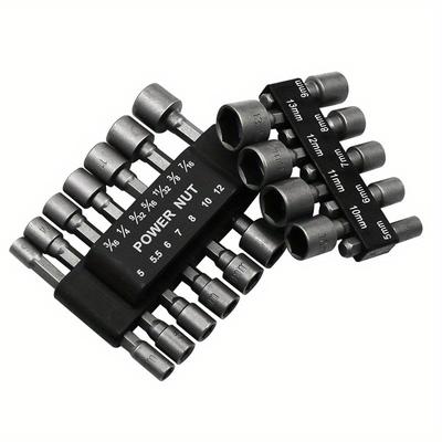 14PCS Hexagon Socket Wrench Screw Socket Wrench Set Electric Handle Tool Adapter