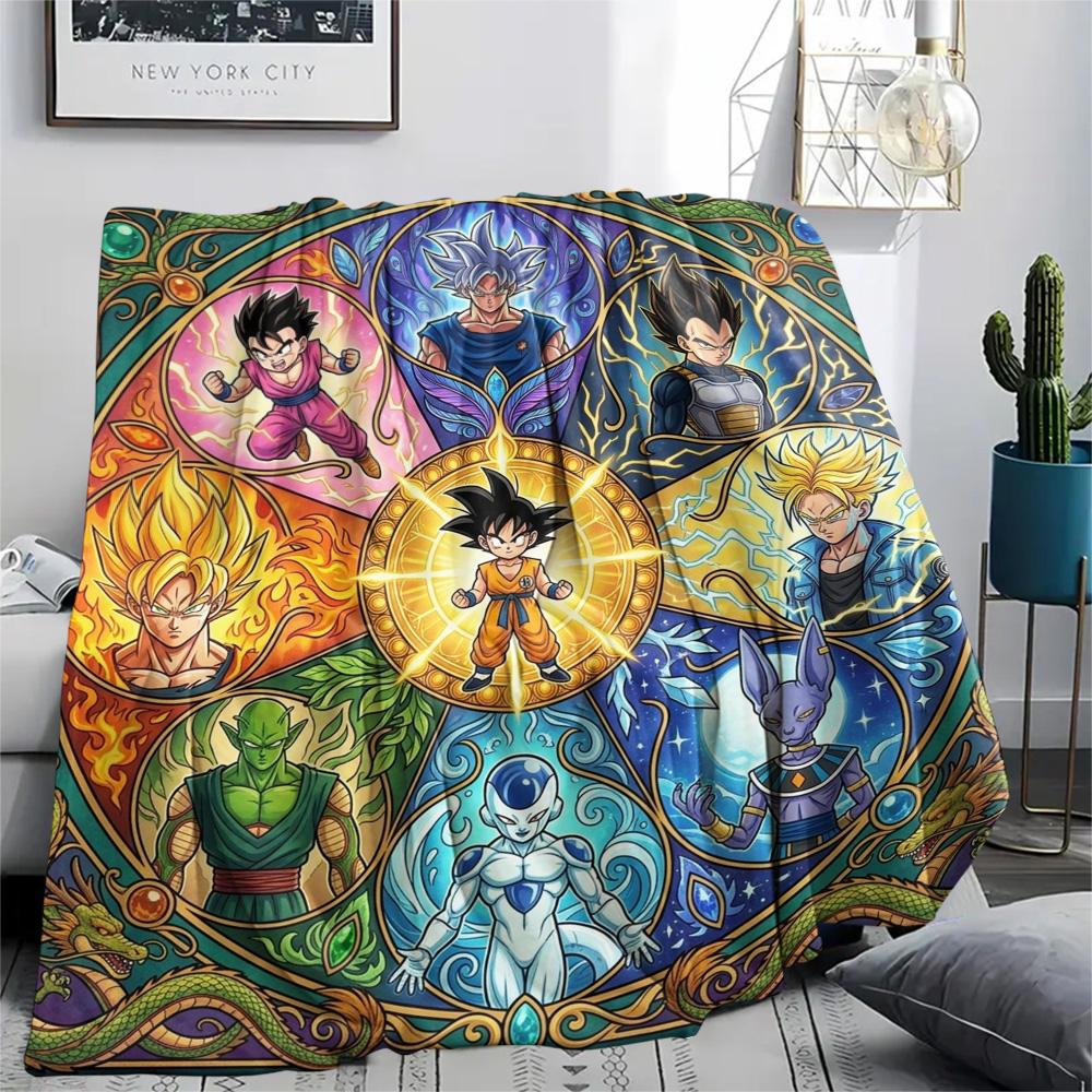 Dragon Ball Goku Comfortable Warm Print Flannel Blanket Fit Home Bedroom Sofa Chair Picnic Use.-TING