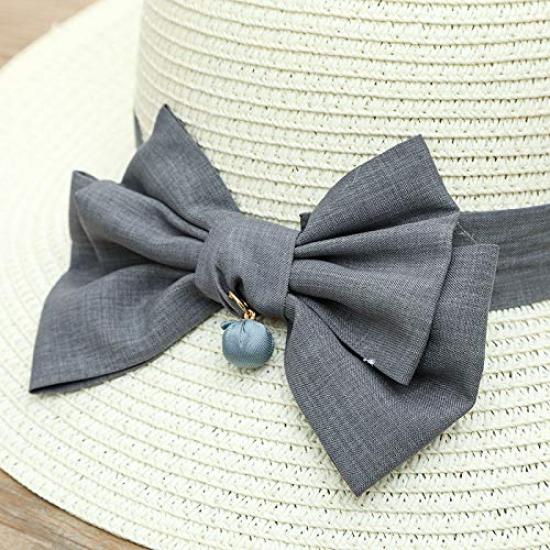 Straw Hat with Sun UV Wide Sun Chin Wide Slimming Elegant [E-Fly] Women's Ribbon, Cute, Hat, Protection, Brim, Protection, Strap, Cycling, Stylish,