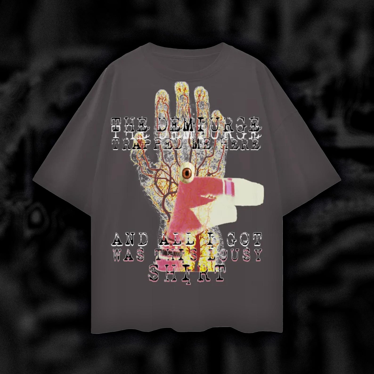 Demiurge Gnostic Graphic Tee: Oversize Drop Shoulder 100% Cotton M