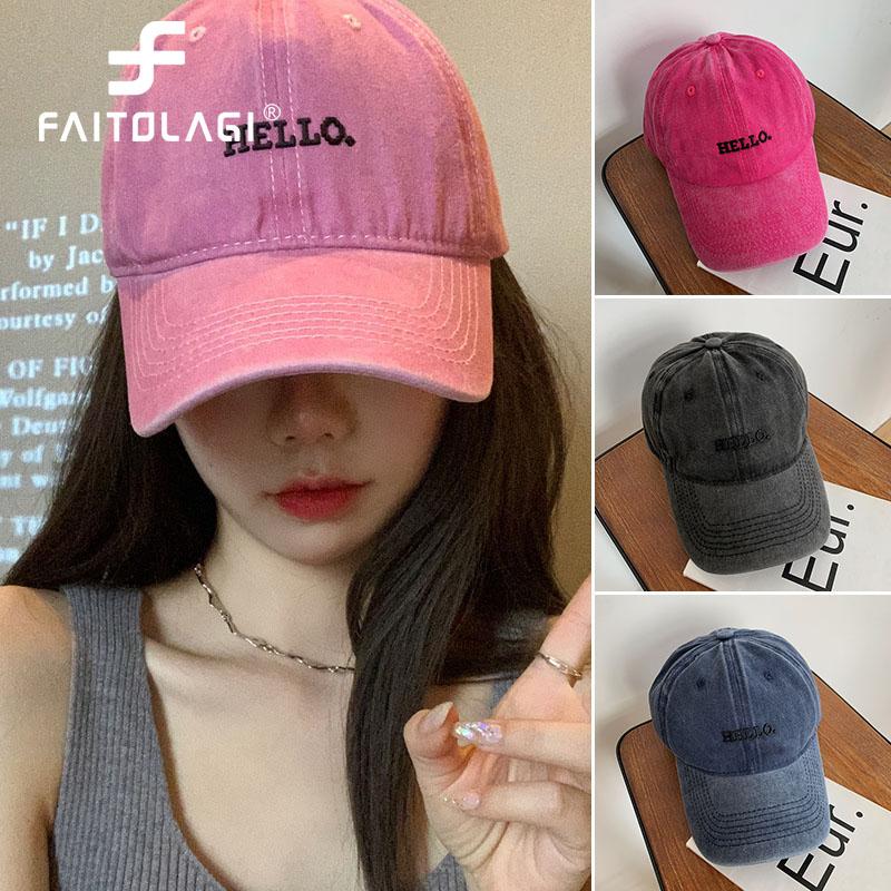 Fashion Solid Color Baseball Hat for Women Summer Cotton Letter Embeoirdery Peaked Duck Tongue Cap Girls Pink Outdoor Hat