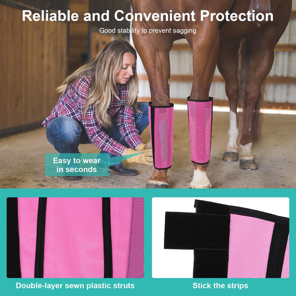 4Pcs Horse Leg Mosquito Protective Cover Breathable Mesh Horse Boots for Preventing Flies and Mosquitoes Bites