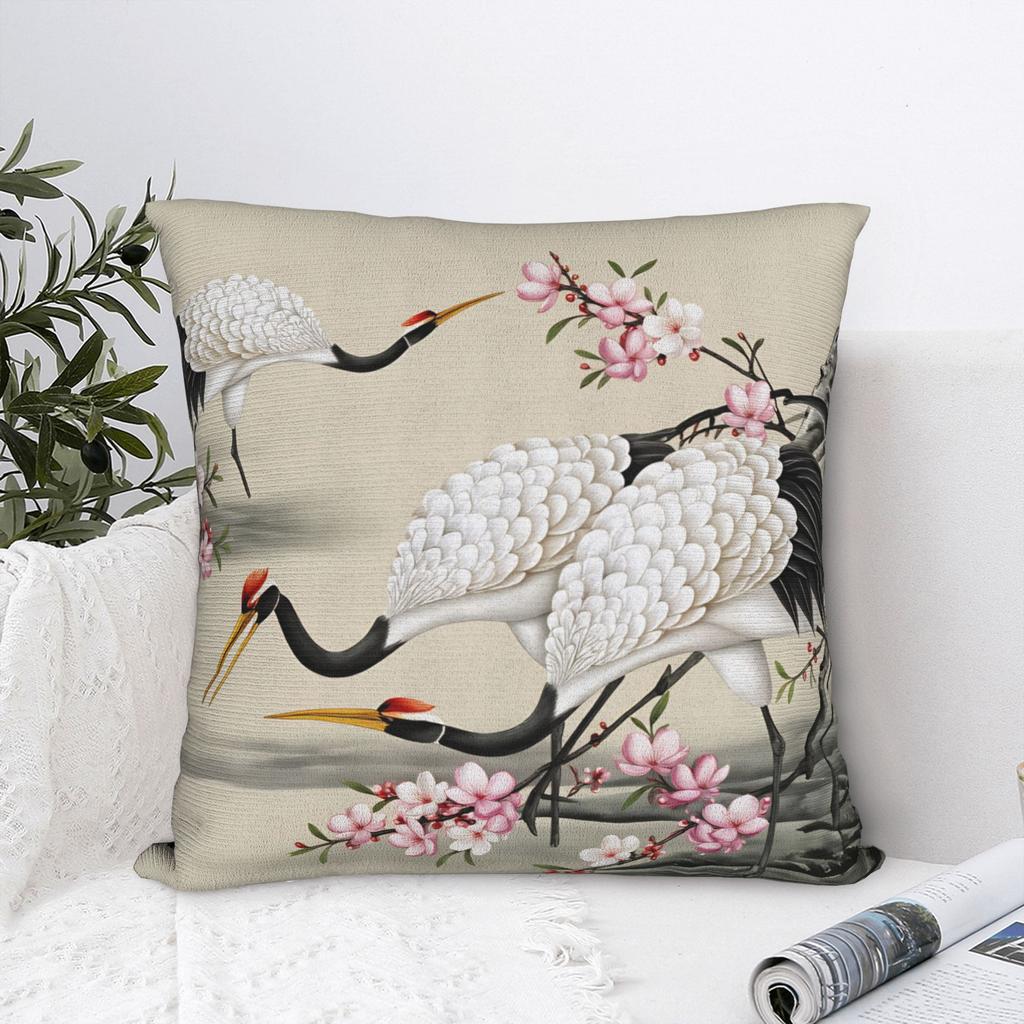 Pillow Cover Chinese Style Crane Funny Pillow Case For Sofa Home Decor Pillowcases